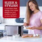 Elite Gourmet ECT-3100 Long Slot 4 Slice Toaster, Reheat, 6 Toast Settings, Defrost, Cancel Functions, Built-in Warming Rack, Extra Wide Slots for Bagels & Waffles, Stainless Steel & Black - Image 10