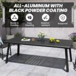Patio Table with Umbrella Hole 83" Rectangle Aluminum Indoor Outdoor Dining Table for 6-8 All Weather Outside Table for Lawn Backyard Garden Poolside Park - Image 8