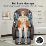 Real Relax 2025 Massage Chair Full Body,Zero Gravity 3D SL-Track Shiatsu Massage Recliner Chair with Heat Body Scan Bluetooth Foot Roller APP Control, Child Lock, Favor-06,Brown - Image 6
