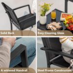 Devoko 4 Pieces Patio Furniture Set Outdoor Garden Patio Conversation Sets Poolside Lawn Chairs with Glass Coffee Table Porch Furniture (Black) - Image 8