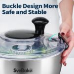 Stainless Steel Salad Spinner, 4.2 Qt Vegetable Washer, BPA-Free Lettuce Dryer with Crank Design, Dishwasher Safe, Non-Slip Base - Transparent Lid - Image 4