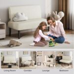 Yaheetech Small Mini Sofa Couch Armless Loveseat Futon for Bedroom, Corduroy Fabric & Easy Assembly, for Small Spaces Living Room,Dorm,Office,Apartment, Beige - Image 8