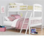 DHP Airlie Twin over Full Bunk Bed, White, Wood Construction, Converts to Twin/Full, 4-Step Ladder, Guard Rails - Image 2