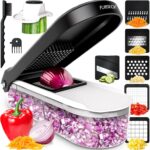 Fullstar Mandoline Slicer for Kitchen - Vegetable Chopper, Onion Potato Food Veggie Fruit Slicer and Cutter with Container, Kitchen Gadgets & Accessories, Home Essentials (6-in-1, White/Black) - Image 2