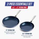 Blue Diamond 9.5” & 11" Nonstick Frying Pan Skillet Set, Diamond Infused PFAS & PTFE-Free Ceramic Pots & Pans, Dishwasher & Oven Safe, Stay Cool Handles, Durable Non Toxic Metal Utensil Safe, Blue - Image 4