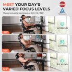 CAPOT Ergonomic Mesh Office Chair, Adjustable Lumbar High Back Desk Chair 400lbs, 4D Flip-up Arms, 3-Level Tilt Backrest, 3D Headrest, PU Wheels, Swivel Rolling Computer Seating for Long Desk Work - Image 7