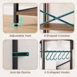 SUPERJARE Kitchen Bakers Rack with Power Outlet, Coffee Bar Table 4 Tiers, Kitchen Microwave Stand with 6 S-shaped Hooks, Storage Shelf Rack for Spices, Pots and Pans - Rustic Brown - Image 9