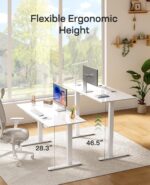 Marsail Glass Electric Standing Desk with Drawer, 40 x 24 Inches Height-Adjustable Desk, One-Piece Tempered Glass Top, Ergonomic Home Office Sit Stand Desk with 4 Preset Heights, White - Image 7