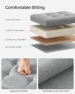 SONGMICS Mazie Collection - Small Folding Storage Ottoman, Foot Rest Stool, 12.2 x 16.1 x 12.2 Inches, 286 lb Load Capacity, for Living Room, Bedroom, Home Office, Dorm, Light Gray ULSF102G02 - Image 5