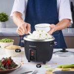 Elite Gourmet ERC003B Electric Rice Cooker with Automatic Keep Warm Makes Soups, Stews, Grains, Hot Cereals, 6 Cups Cooked (3 Cups Uncooked), Black - Image 5