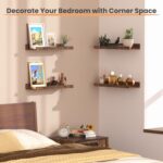 upsimples Floating Shelves for Wall, Wall Shelves for Decor Storage Set of 6, Wall Mounted Wood Shelf for Bedroom, Living Room, Bathroom, Kitchen, Picture Ledge Shelf, Brown - Image 6