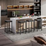 HOOBRO Bar Stools, Set of 2 Bar Chairs, Counter Height Stools, Saddle Barstools with Curved Surface, 24.8 Inches, 2.4" Thick Upholstery, for Kitchen, Dining Room, Cafe Black BB10BY01 - Image 8