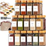 FINESSY Glass Spice Jars with Label with Bamboo Lids 36 Pack Set, 4oz Empty Clear Glass Spice Bottles with Shaker Lids, Airtight Kitchen Seasoning Organizer Jars, Herb Seasoning Containers with Labels - Image 2