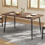 VASAGLE Dining Table, Dining Room Table for 4-6 People, Modern Farmhouse, for Kitchen, Quick Assembly, Heat-Resistant Surface, 29.5 x 55.1 x 29.5 Inches, Natural Walnut and Ink Black UKDT100K02V1 - Image 2