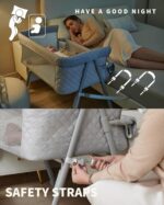 AirClub Bassinet Bedside Sleeper, Baby Crib for Newborn, Baby Bassinets Bedside Sleeper with 4 Auto-Lock & Adjustable Height, Breathable Mesh & Mattress, Bedside Bassinet - Image 6