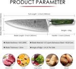 VEROXIS Damascus Chef Knife 8 Inch, Professional Japanese Kitchen Knives Sharp High Carbon Super Steel with Ergonomic Pakkawood Handles, Elegant Gift Box Packaging - Image 6