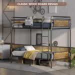 2 IN 1 Metal Bunk Bed Twin Over Twin, Convertible Twin Bunk Beds into 2 Individual Twin Size Bed for Kids Adults, 14.8" High Guard Rail,Space-Saving No Box Spring Needed Easy Assembly (Vintage Brown) - Image 5