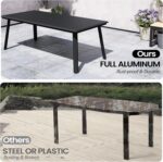 Patio Table with Umbrella Hole 83" Rectangle Aluminum Indoor Outdoor Dining Table for 6-8 All Weather Outside Table for Lawn Backyard Garden Poolside Park - Image 9