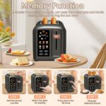 SEEDEEM Toaster 2 Slice, Touch Control Stainless Toaster LCD Display, 50% Faster Heating Speed, 1.4'' Wide Slots, More Timer Functions, Removable Crumb Tray, 1350W, Dark Metallic - Image 8