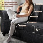 Mid-Century Vintage Sofa Couches with Rivet Design,3-Seater Sofa,Removable Sofa Cover Upholstered Cushions and Solid Wood Frame (Grey, 3-Seater) - Image 5