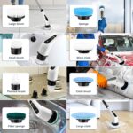 Electric Spin Scrubber, Cordless Cleaning Brush Scrubber for Home, 8 Replaceable Brush Heads-90Mins Work Time, 3 Adjustable Size, 2 Speeds for Bathroom Shower Bathtub Glass Car - Image 7