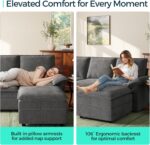 LINSY HOME Modular Sectional Couches, 115" U Shaped Sofa with Double Chaise, Chenille 4-Seat Sofa Set for Living Room, Apartment, Office, Dark Grey - Image 5