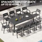 Patio Table with Umbrella Hole 83" Rectangle Aluminum Indoor Outdoor Dining Table for 6-8 All Weather Outside Table for Lawn Backyard Garden Poolside Park - Image 5