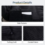 MAXYOYO Adjustable Floor Sofa Couch with 2 Pillows, Multi-Functional Bean Bag Bed, 5-Position Foldable Lazy Sofa Sleeper Bed with Armrest, Versatile Floor Seating for Reading, Black, Double - Image 9