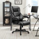 Furmax Office Executive Chair High Back Adjustable Managerial Home Desk Chair, Swivel Computer PU Leather Chair with Lumbar Support (Black) - Image 3