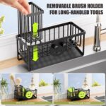 Kitchen Sink Organizer,Sink Caddy Organizer with Removable Brush Holder,Self-Draining Kitchen Countertop Organizers and Storage Essentials,Home Decor and Kitchen Gadgets-Black - Image 5