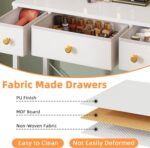 Small Makeup Vanity Desk with 3 Fabric Drawers, Vanity Table 11.8" D x 27.5" W with Mirror and Lights and Height-Adjustable Stand, Vanity for Girls Gifts, Bedroom and Small Spaces, White - Image 4