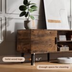 SUPERJARE TV Stand for 55 Inch TV, Entertainment Center with Adjustable Shelf, 2 Cabinets, TV Console Table, Media Console, Solid Wood Feet, Cord Holes, for Living Room, Bedroom, Rustic Brown - Image 6