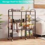 HapiRm Rolling Kitchen Microwave Cart - 4 Tier Microwave Table Stand with Pull-Out Baskets, Coffee Bar Baker's Rack with Wheels Rolling Storage Cart Organizer Shelf for Living Room Office, Balcony - Image 6
