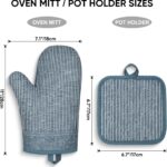 Oven Mitts and Pot Holders, Silicone Oven Gloves, 500 F Heat Resistant Oven Mitts Sets, Non-Slip Silicone Textured Grip, Blue - Image 8