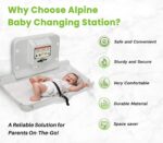 Alpine Wall Mounted Baby Changing Station - Horizontal Baby Changing Table Foldable Diaper Tables with Safety Strap for Commercial Bathroom, ADA Complaint (Hardware Included) White Gray - Image 8