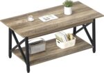 GreenForest Coffee Table with Storage, 39inch Modern 2-Tier Coffee Tables for Living Room, X-Frame Design Farmhouse Coffee Table Space Saving Living Room Small Tables, Easy Assembly, Grey Wash - Image 2