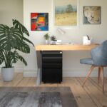 File Cabinet for Home Office, 3 Drawers File Cabinets with Lock, Rolling Under Desk Filing Drawer on Wheels - Image 5