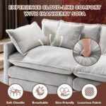 Ihanherry 146" U-Shaped Modern Sofa Modular Sectional Cloud Couch with 2 Ottoman, 6-Seat Chenille Deep Seat Sofa with 6 Pillows for Living Room, Bedroom and Apartment, Grey - Image 6