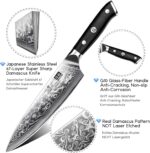 SHAN ZU Chef Knife 8 Inch Japanese Steel Damascus Kitchen Knife, Professional Kitchen Knives Sharp High Carbon Super Steel Kitchen Utility Knife - Image 3