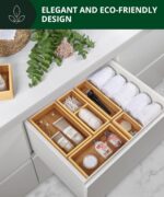 ROYAL CRAFT WOOD 5-Piece Bamboo Drawer Organizer Set – Multi-Use Storage Trays for Kitchen, Bathroom, Office, Makeup, Jewelry & More – Junk Drawer Tray, Utensil Holder, Storage Box & Bin Set (5 Boxes) - Image 8