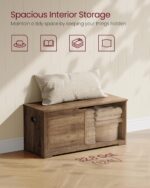 VASAGLE Storage Chest, Storage Bench with 2 Safety Hinges, Farmhouse Style, 15.7 x 39.4 x 18.1 Inches, for Entryway, Bedroom, Living Room, Honey Brown ULSB061K01 - Image 6