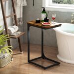 QEEIG C Table Side Table Set of 2 Living Room Sets C Shaped Couch Tray End Tables Farmhouse, Rustic Brown (017-30BN) - Image 6