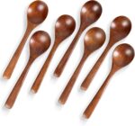 7 PCS Wooden Spoons for Eating, 7 inch Wooden Honey Spoons for Tea, Wood Teaspoons for Stirring Coffee, Hard Wood Table Spoon for Cooking, Small Serving Spoon for Soup, Desserts & Cereal - Image 2