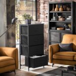 Sweetcrispy Nightstand Small Bedroom Dresser with 4 Fabric Drawers, Bed Side Furniture End Table, Wooden Top Cabinet Night Stand Dresser for Closet, Entryway, Dorm, Black - Image 3