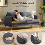 Loveseat Sofa Couch for Living Room with USB Type C Ports – Dark Gray Upholstered 70" Small Couches for Bedroom, Office or Apartment–Modern 2-Seater Deep Seating with Soft Cushions & Sturdy Frame - Image 4