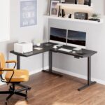 FLEXISPOT L Shaped Standing Desk, 63 x 55 Inch Electric Height Adjustable Corner Desk, Sit Stand Computer Workstation, Preset Controller, Home Office, Black Frame with Black Top - Image 3