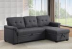 Ball & Cast L-Shape Reversible Sectional Sleeper Sofa Bed 4 in 1 Pull Out Couch with Storage Chaise & Removable Back Cushions,Convertible Sleeper Corner Couch Pull-Out Sofa Bed for Living Room,Office - Image 6