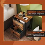 WLIVE Night Stand, Small 2 Drawer Dresser, Nightstand with Fabric Bins for Bedroom, Closet, Dorm, Rustic Brown Wood Grain Print, 11.8" D x 15.7" W x 20.9" H - Image 6