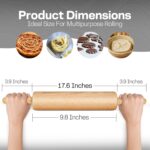 All-Purpose 17.6 Inch Beech Wood Non-Stick Rolling Pin - For Baking, Pizza, Pasta, Pie, Cookies, Pastry. - Image 3