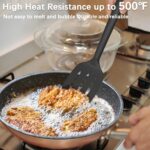 Coukre 2 Pack Silicone Spatula Set, High Heat Resistant, BPA Free Kitchen Spatula, Solid & Slotted Turner for Non-Stick Pans, Sautéing, and Flipping (2, PureBlack) - Image 4